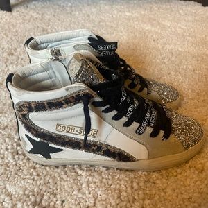 Golden Goose Leopard and Glitter Slides